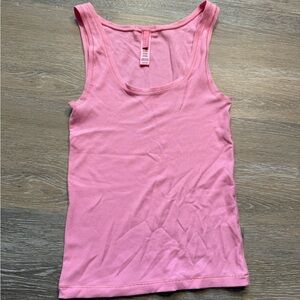 SKIMS Pink Ribbed Tank Top